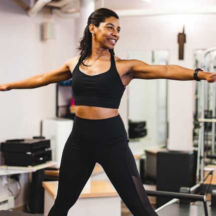 Trainer Cheryl doing Pilates